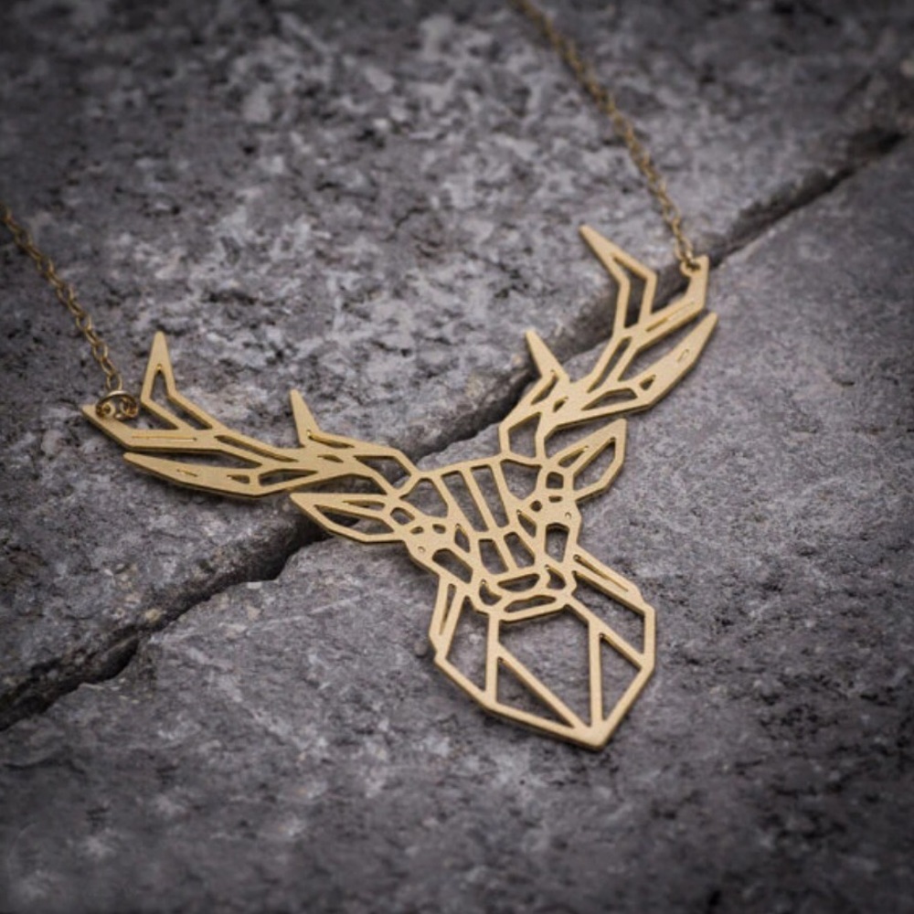 Gold Geometric Deer Necklace